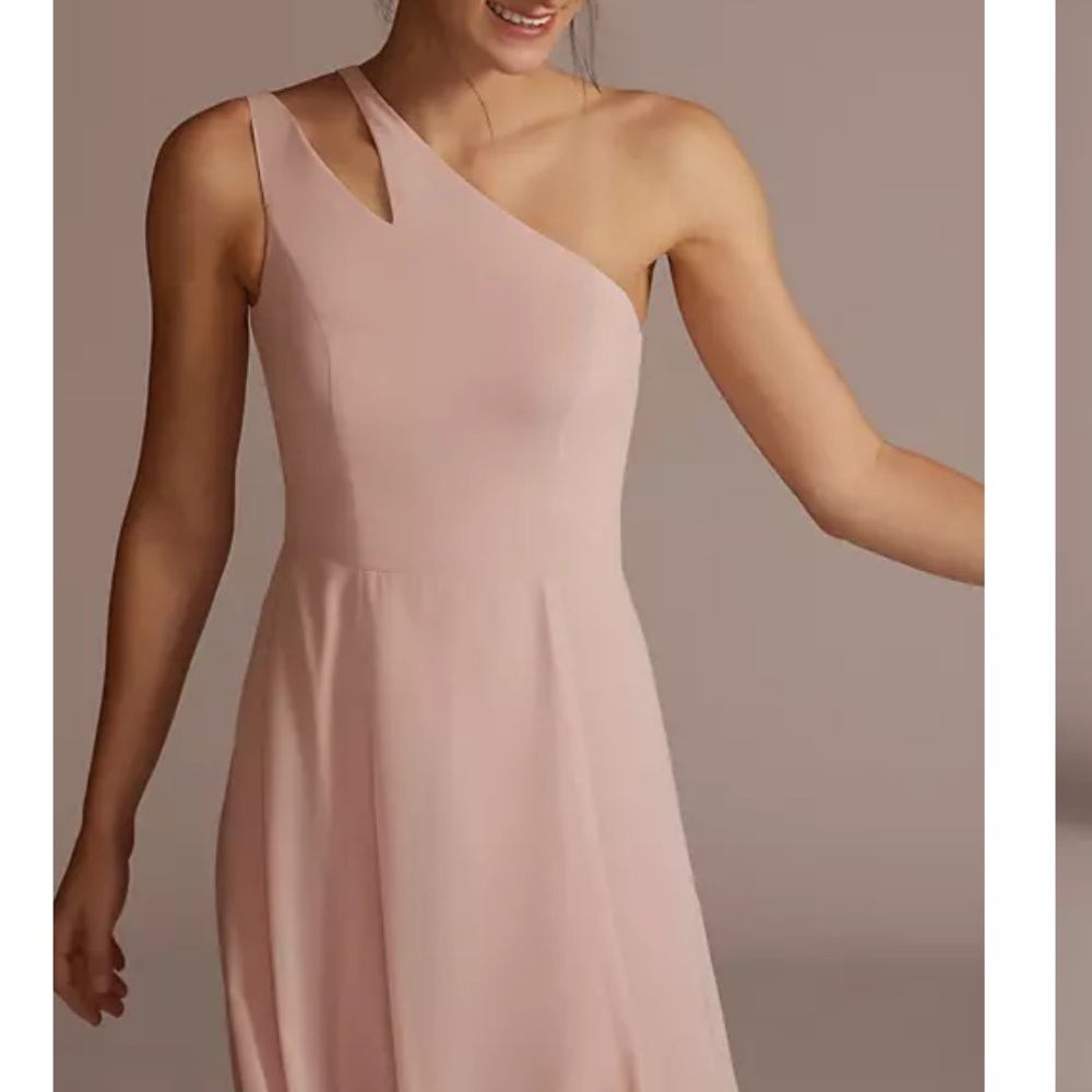 David's Bridal One-Shoulder Light Blue Bridesmaid Dress - Picture 3 of 3